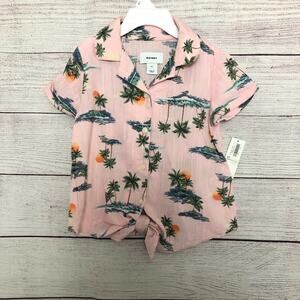 Old Navy Kids Tropical Print Button Front Blouse Sz 2T